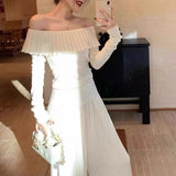 High-End Fashion Knitted Set Women's 2025 Autumn And Winter 2025 New Shoulder Sweater High-Waist Broad Leg Pants Two Sets