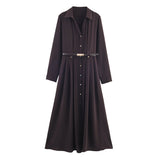 Autumn 2025 New Women's Fashion Casual Loose Belt Shirt Dress 5029204