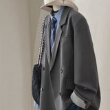 Large-Size Gray Casual Loose Thin Suit Woman Spring New High-End Design Sense Retro Suit Jacket