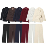 BSK&TRAF Women's Summer 2026 New Buckle-Dressed Suitge 9363590 Straight Trousers 9350590