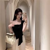 Pure Hot Girl Short Irregular Shoulder Sling Vest Women Summer New Folded Blouse Wear