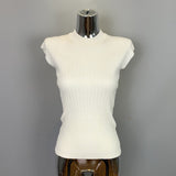 South Korea 2025 Spring And Summer New Temperament Slimming Half-High Collar Knitted Vest T-Shirt Top Female Ins
