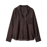 BSK&TRAF Women's Women's 2025 Autumn 2025 New Suit-Necked Casual Embroidery Pocket Shirt 4786079