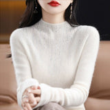 Half-High Collar Sweater Women's Autumn And Winter Thick New Leisure Set Warm Knitting Loose Bottom Shirt Tide