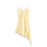 Autumn New Lace Decoration Asymmetric Sling Dress 5919200