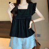 French Collar With Sweet Shirt Round Collar New Summer Retro Design Feeling Thin Short Doll