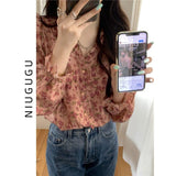 Broken Flower Shirt Female Niche Summer New Chic Temperament Long-Sleeved Blouse Spring And Autumn French Beautiful Small Blouse
