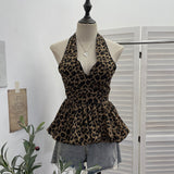 Real-Patting Collared With Chest Pad Sling Vest For Women's Summer Vintage Check-In Skirts With Sleeveless Top 9355