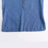 Spring 2025 New Women's Fashion Wash Blue Denim Blouse Straight Trousers Set
