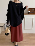 Korean Version Of The Design Sense Of Irregular Bat Sleeve Knit Shirt Girls Autumn Winter New Loose Thin Lazy Jacket Sweater