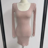 South Korea's Spring And Summer New Temperament Slim Figure U Collar Tight-Body And Hip Short Skirt Bottom With High-Waisted Dress