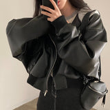 Korean Chic Autumn Retro Zipper Double Pocket Casual Loose Two-Fleety Clothes