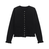 Spring 2025 New Round Collar Solid Color Loose Jacket Niche Temperament Knitting Shirt 2756114
