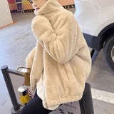 Milk Fufu Small Fragrant Wind Pink Lamb Wool Coat Women Winter Thick Small Senior Plush Collar Baseball Suit