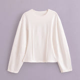 Autumn New Double-Sided Round Collar Blouse 3641859 Elastic Casual Trousers 3641860