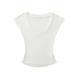 Spice Girls Micro-Permeable V-Neck Bat Sleeve T-Shirt Wearing A Thin Thinch Short Sexy Blouse Girl Tide Card