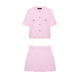 Women's Short-Sleeved Knitted Knitted Knitted Miniskirt