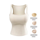 Pure Hot Girl Comic Chest U Collar Vest Women Summer New Wear With Chest Pad Elastic Repair Inside The Top Woman