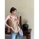 Twisting Design Irregular Sling Vest Women's Summer Babes Folds Short Blouse Chic Shirt