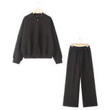 Zippered Bomber Jacket-Style Tunic 3399802 Loose High-Waisted Velvet Trousers 3199800