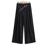 Spice Girls Irregular Belt Hanging Suit Pants Autumn Loose Thin Straight Trousers Street Broad Leggings