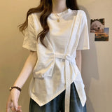 2026 Summer New Meat Cover Thin Loose Fat MM Irregular Fake Two-Piece Top Tide T-Shirt Girl