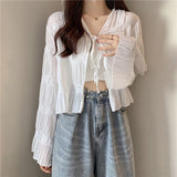 2026 Sunscreen Hooded Women's Summer New Thin Lace Open Shirt Slings Taulet T-Shirt Tide