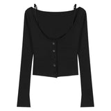Thai Sexy Lace Splicing Top Pure Lust Wind Fake Two Long-Sleeved Women Autumn And Winter Waist Repair Short-Sized Bottom Shirt