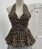 Real-Patting Collared With Chest Pad Sling Vest For Women's Summer Vintage Check-In Skirts With Sleeveless Top 9355