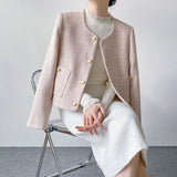 Pink Small Fragrant Coat 2025 French High-End Sense Of The New Temperament Long-Sleeved Short Round Collar Top