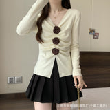 Three-Dimensional Rose Knit Shirt Women's Early Autumn New Top High-End Feel Jacket Design Small Sweater Long Sleeve