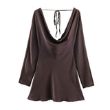 BSK&TRAF Women's Winter 2025 New Silk-Senlace-Inflied Dress 9377332