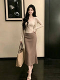 Temperament Set Of Ootd Wearing Korean Casual Style Retro Cardigan Sling Half Dress Three-Piece Set 26 Summer