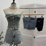 Vintage Babes Cowboy Sling Vest Wearing Single-Breasted Short Sleeveless Top 2728
