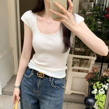 Solid Color Reduced Age U Collar Sleeveless Knitted Shirt Women's Spring And Summer 2025 New Slimming Inside A Small Blouse