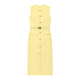 Spring New With Belt Cuffless Sleeveless Fande Dress 3897054