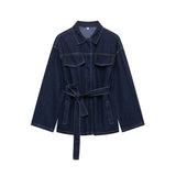 Spring 2025 New Women's Loose Strapped Casual Denim Jacket Straight Jeans Set