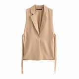 Hot Sales Spring 2025 New T-Shirt Decorated Open Fork Vest Suit Vest