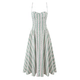 BSK&TRAF Women's Clothing In The Autumn Of 2025 New Holiday Wind-Print Three-Dimensional Steel Ring To Folded Dress