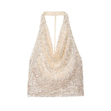 BSK&TRAF Women's Clothing 2025 New Fashion Beads Hanging Neck Top 8305720