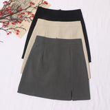 Real-Shooting Half-Dressed New Spring And Summer 2025 New Suit Skirt High-Waisted Hip-Proof Open-Fork Skirt 8871