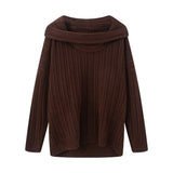 BSK&TRAF Women's Women's Women's New Autumn 2025 Senior Lazy-Word Individual Knitted Sleeve Sweater