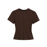 Hottie Tight Foundation Round-Neck Short-Sleeved T-Shirt For Girls Summer Solid Color Bhise Slim Top