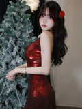Thai Sexy Sweet Babes Chain Hanging Neck Hanging Dress Women Summer Collar Collar Bright Face Thin-Butbated Hip Skirt