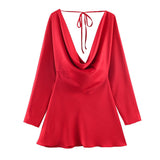 BSK&TRAF Women's Winter 2025 New Silk-Senlace-Inflied Dress 9377332