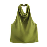 2025 Summer New Silk Hysm Texture Hanging Neck Dress 3203317 Vatry Dress 3210317