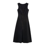 Summer New Solid Color Sleeveless Collar Fan Flute Dress 6962030