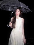 French Tea Rest Hanging Neck Dress Women's Summer 2026 New Waist Thin Temperament Gentle Pear Body Dress
