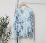 Real Shooting High Value Loose Net Sweater Single Layer Cool Quick Perspective Dyeing Net Yarn Long Sleeve Top 1922