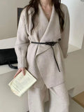 Autumn And Winter Lazy High-End Knitting Suit Women 2025 New Big Lap-Fleet Sweater Coat + Two-Legged Trousers